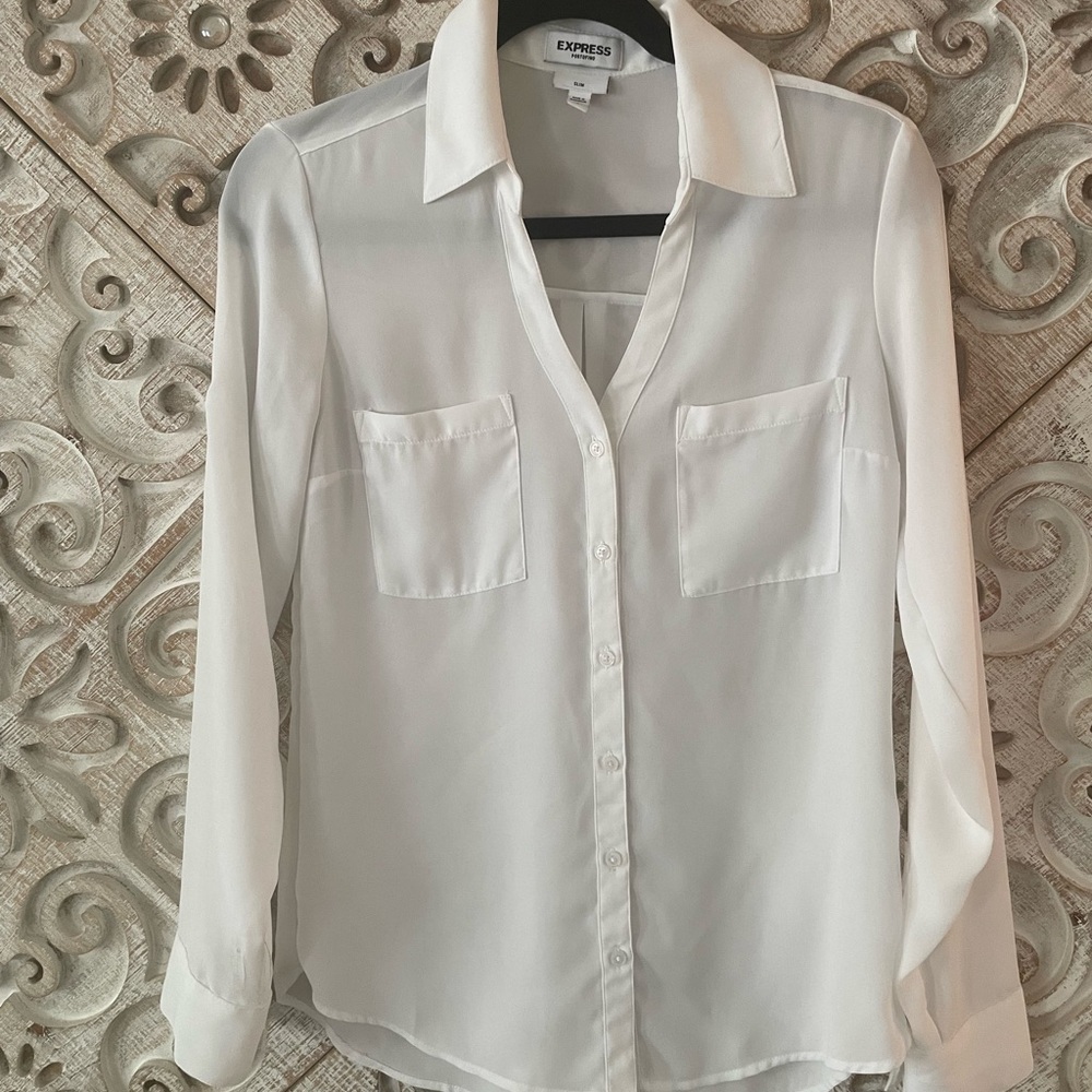 White Slim Fit Portfino shirt from Express